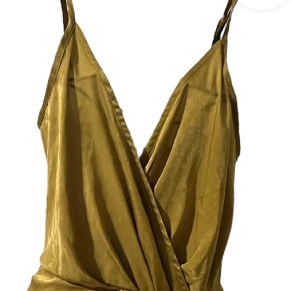 Missguided Silky Strappy Wrap Over Midi Sz 4 Dress Yellow - Picture 5 of 11